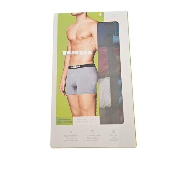 Papi Cotton Stretch Men's Boxer Briefs Size Small 4 Pack Multicolor Underwear - Picture 1 of 7